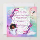 Rainbogen, fluffy Clouds & Baby Butterfly Invitati Notitiekaartje (Achterkant)