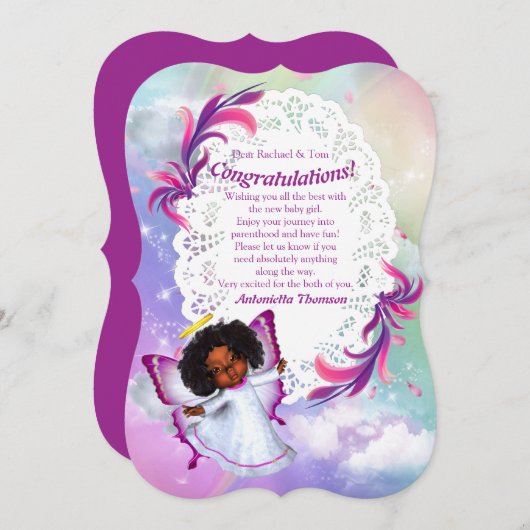 Rainbogen, Fluffy Clouds & Butterfly Congrats card Kaart (Voorkant / Achterkant)