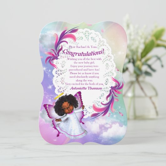 Rainbogen, Fluffy Clouds & Butterfly Congrats card Kaart (Staand voorkant)