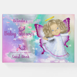 Rainbogen, fluffy clouds en Butterfly Baby Girl Gastenboek
