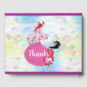 Rainbogen, fluffy clouds en Butterfly Baby Girl Gastenboek (Achterkant)