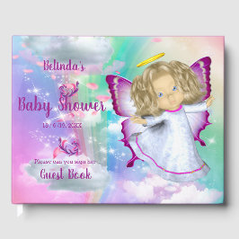 Rainbogen, fluffy clouds en Butterfly Baby Girl Gastenboek