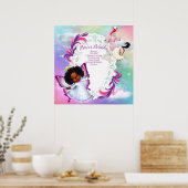 Rainbogen, fluffy clouds en Butterfly Baby Girl Poster (Keuken)