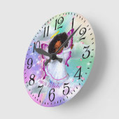 Rainbogen, fluffy clouds en Butterfly Baby Girl Ronde Klok (Hoek)