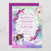 Rainbogen, fluffy wolken, Baby shower van vlinder Bedankkaart (Voorkant / Achterkant)