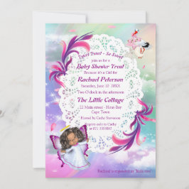 Rainbogen, fluffy wolken, Baby shower van vlinder Bedankkaart
