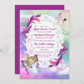 Rainbogen, fluffy wolken, Baby shower van vlinder Bedankkaart (Voorkant / Achterkant)