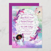 Rainbogen, fluffy wolken, Baby shower van vlinder Bedankkaart (Voorkant / Achterkant)