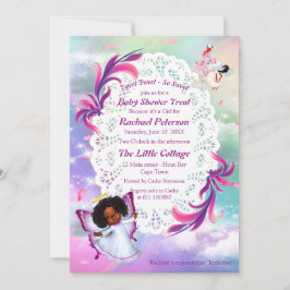 Rainbogen, fluffy wolken, Baby shower van vlinder Bedankkaart