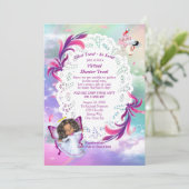 Rainbogen, fluffy wolken, Baby shower van vlinder Bedankkaart (Staand voorkant)