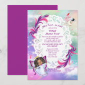 Rainbogen, fluffy wolken, Baby shower van vlinder Bedankkaart (Voorkant / Achterkant)