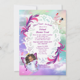 Rainbogen, fluffy wolken, Baby shower van vlinder Bedankkaart