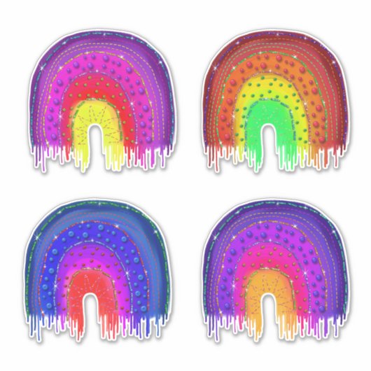 Rainbogen met kralen en titels ingesteld sticker (Voorkant)