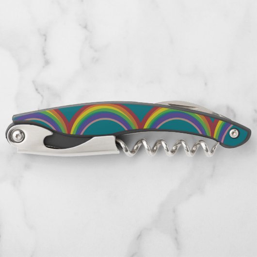 Rainbogen op blauwe leisteen kurkentrekker (Voorkant)