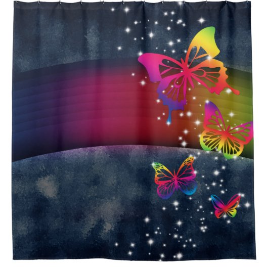 Rainbogen op Butterflies Douchegordijn (Voorkant)