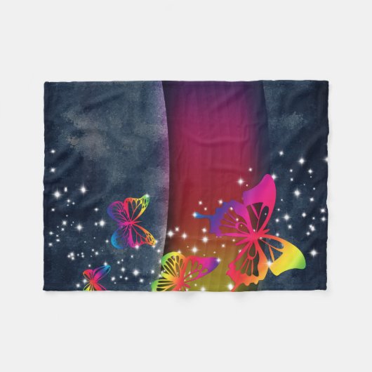 Rainbogen op Butterflies Fleece Deken (Voorkant (Horizontaal))