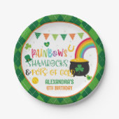 Rainbogen, shamrocks en Borden van goudpapier Papieren Bordje (Voorkant)