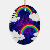 Rainbogen, sterren en wolken in een Night Sky Keramisch Ornament (Rechts)