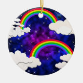 Rainbogen, sterren en wolken in een Night Sky Keramisch Ornament (Voorkant)