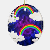 Rainbogen, sterren en wolken in een Night Sky Keramisch Ornament (Links)