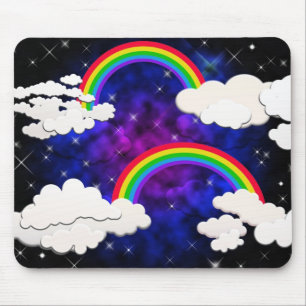 Rainbogen, sterren en wolken in een Night Sky Muismat