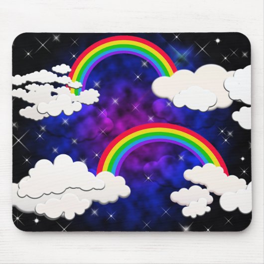 Rainbogen, sterren en wolken in een Night Sky Muismat (Voorkant)