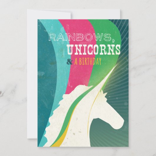 Rainbogen, Unicorn en een verjaardag! Kaart (Voorkant)