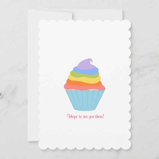 Rainbogen van Cupcakes Invitation Kaart (Achterkant)
