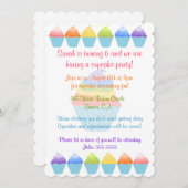 Rainbogen van Cupcakes Invitation Kaart (Voorkant / Achterkant)