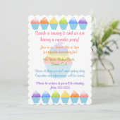 Rainbogen van Cupcakes Invitation Kaart (Staand voorkant)
