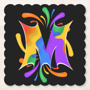 Rainbooboogbrief M Monogram Abstract Kartonnen Onderzetters