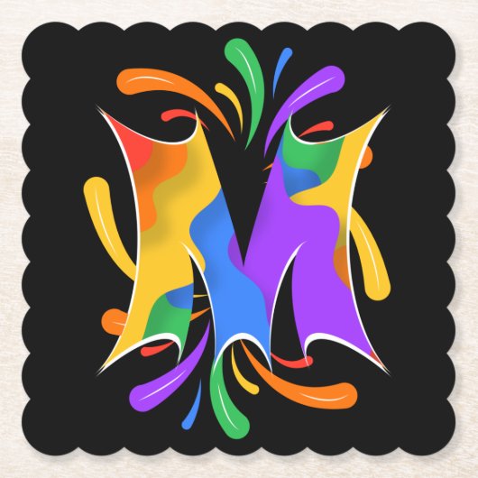 Rainbooboogbrief M Monogram Abstract Kartonnen Onderzetters (Voorkant)