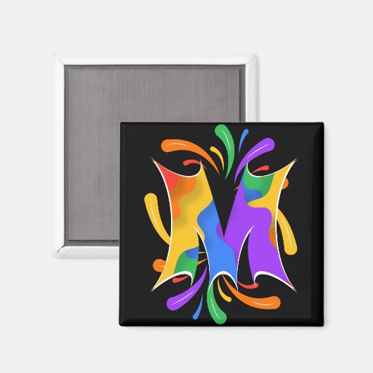 Rainbooboogbrief M Monogram Abstract Magneet (Voorkant / Achterkant)