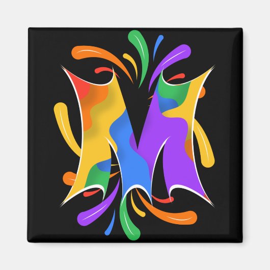 Rainbooboogbrief M Monogram Abstract Magneet (Voorkant)