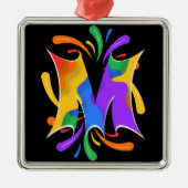 Rainbooboogbrief M Monogram Abstract Metalen Ornament (Voorkant)