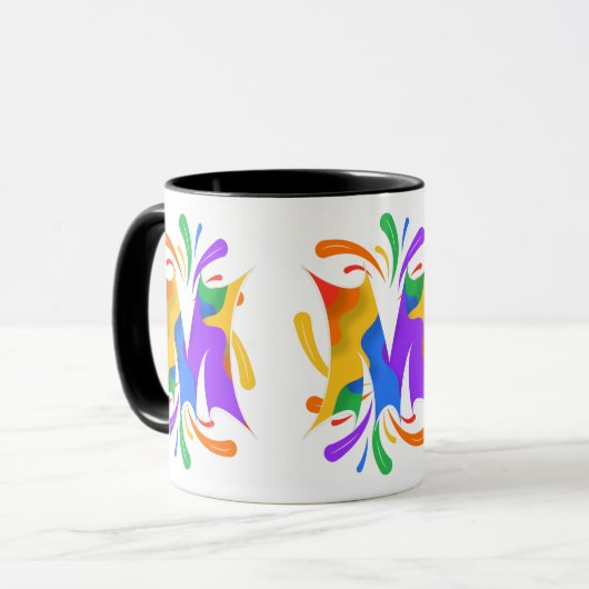 Rainbooboogbrief M Monogram Abstract Mok (Voorkant links)