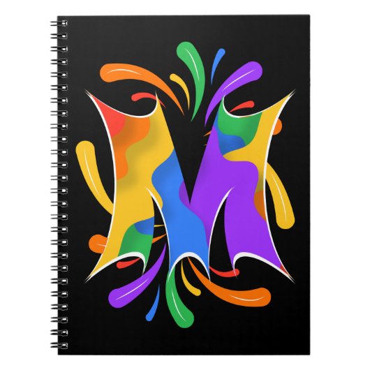 Rainbooboogbrief M Monogram Abstract Notitieboek (Voorkant)