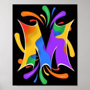Rainbooboogbrief M Monogram Abstract Poster
