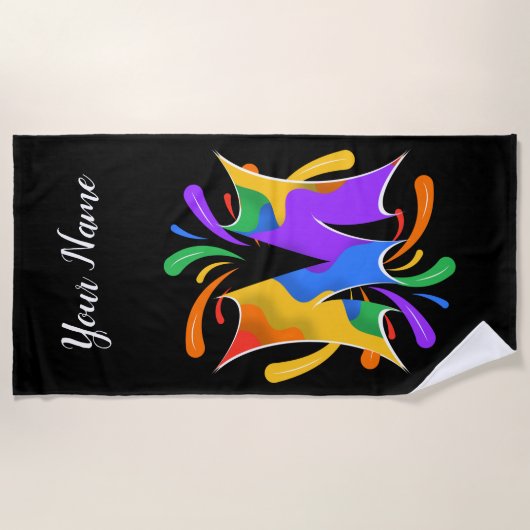 Rainbooboogbrief M Monogram Abstract Strandlaken (Voorkant)