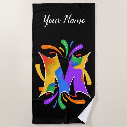 Rainbooboogbrief M Monogram Abstract Strandlaken (Voorkant)