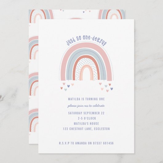 Rainboog en het hart Uitnodiging voor de eerste ve (Voorkant / Achterkant)