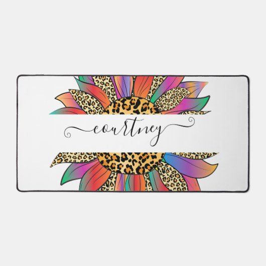 Rainboog- en luiparijndruk op maat bureaumat (Voorkant)