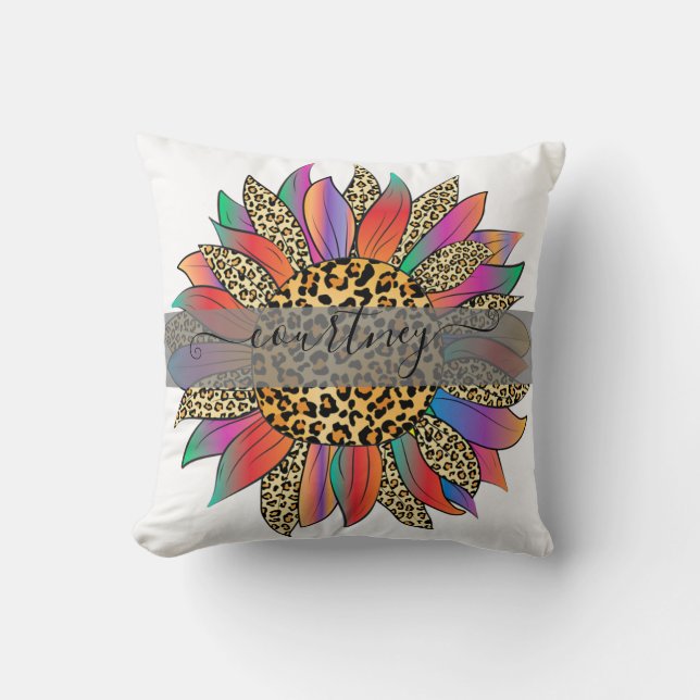 Rainboog- en luiparijndruk op maat kussen (Voorkant)