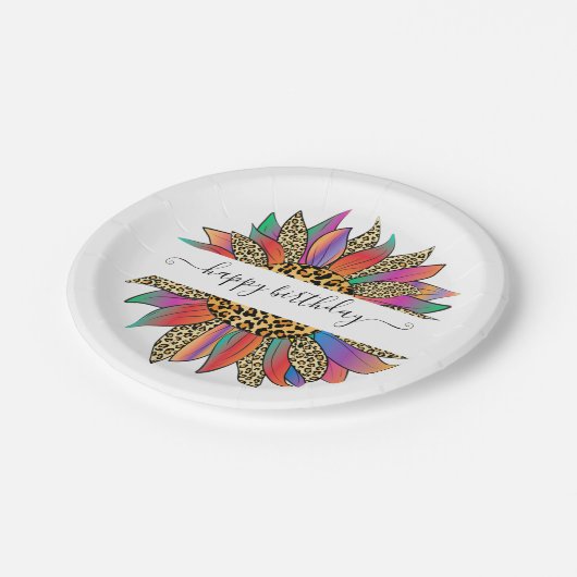 Rainboog- en luiparijndruk op maat papieren bordje (Gekanteld)