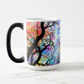 Rainboog waterverf sky, zwarte silhouette bomen magische mok (Links)