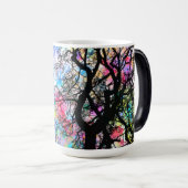 Rainboog waterverf sky, zwarte silhouette bomen magische mok (Voorkant rechts)