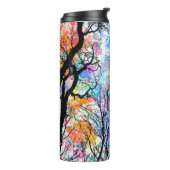 Rainboog waterverf sky, zwarte silhouette bomen thermosbeker (Gedraaid links)