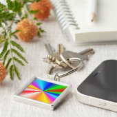 Rainboogachtergrond "sunburst" sleutelhanger (Zijkant)