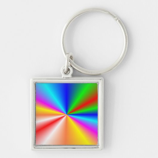 Rainboogachtergrond "sunburst" sleutelhanger (Voorkant)