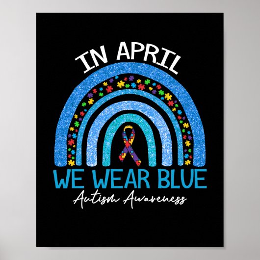 Rainboogautisme In april Draag we blauw autisme Poster (Voorkant)